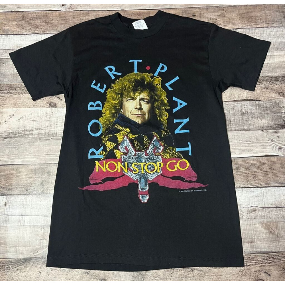 Robert Plant Shirt Adult Medium Black Vintage 80s 1988 Non Stop Go Rock Band Tee